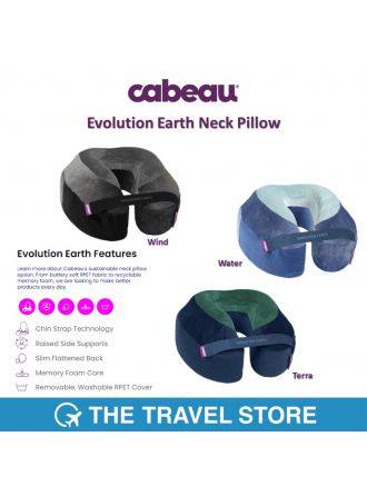 CABEAU Evolution Earth Neck Pillow หมอนรองคอ มีสายรองคาง ปลอกหมอนผลิตจากวัสดุรีไซเคิล RPET