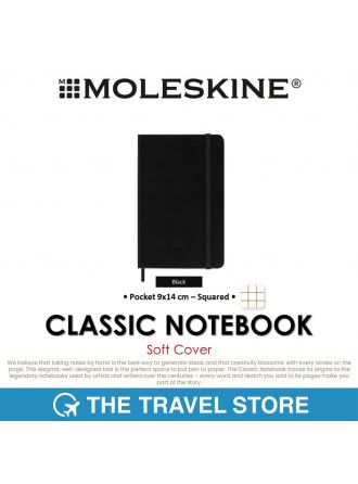 MOLESKINE Classic Notebook Soft Cover | Squared | Pocket 9x14 cm (QP612) สมุดโน๊ต ปกอ่อน หน้ากระดาษลายตาราง ไซส์พกพา
