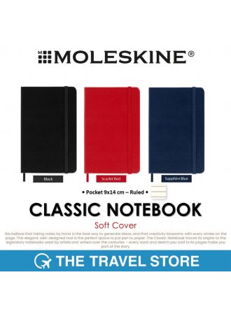MOLESKINE Classic Notebook Soft Cover | Ruled | Pocket 9x14 cm สมุดโน๊ต ปกอ่อน มีเส้นบรรทัด ไซส์พกพา