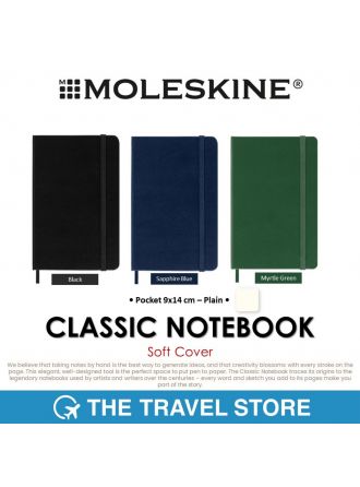 MOLESKINE Classic Notebook Soft Cover | Plain | Pocket 9x14 cm สมุดโน๊ต ปกอ่อน หน้ากระดาษเปล่า ไซส์พกพา
