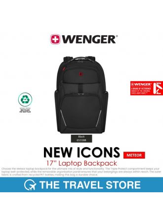 WENGER New Icons Meteor Backpack 17'' Laptop Backpack with Tablet Pocket (653188) กระเป๋าเป้