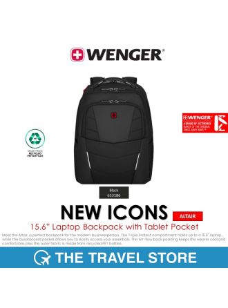 WENGER New Icons Altair Backpack Black 15.6'' Laptop Backpack with Tablet Pocket (653186) กระเป๋าเป้