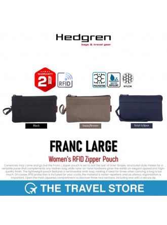 HEDGREN Franc Large Women's RFID Zipper Pouch กระเป๋าถือ ผู้หญิง สุภาพสตรี มีป้องกันโจรกรรมข้อมูล รับประกัน 2 ปีเต็ม*