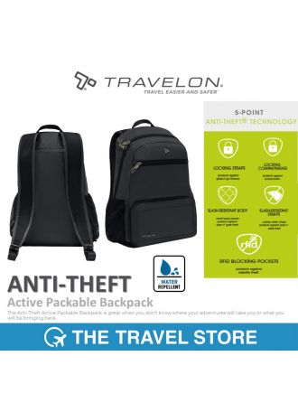 TRAVELON Anti-Theft Active Packable Backpack (43207) กระเป๋าเป้ สะพายหลัง