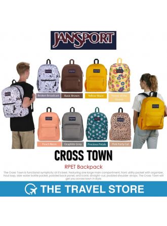 Jansport CROSS TOWN RPET Backpack (JS0A47LW) กระเป๋าเป้ สะพายหลัง ด้านข้างมีช่องสำหรับใส่ร่ม ขวดน้ำ