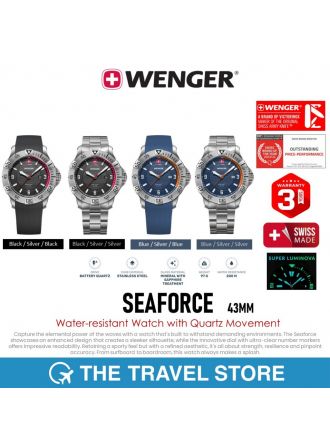 Wenger SEAFORCE 43mm Water-resistant Watch with Quartz Movement นาฬิกา สวิสฯ