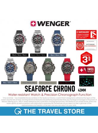Wenger SEAFORCE CHRONO 43mm Water-resistant Watch & Precision Chronograph Function นาฬิกา สวิสฯ
