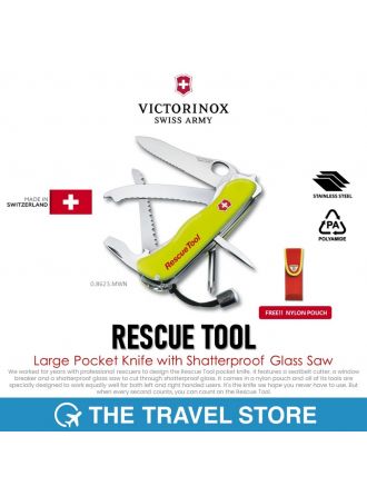 VICTORINOX Rescue Tool Large Pocket Knife with Shatterproof Glass Saw (0.8623.MWN) มีดพับสวิสฯ