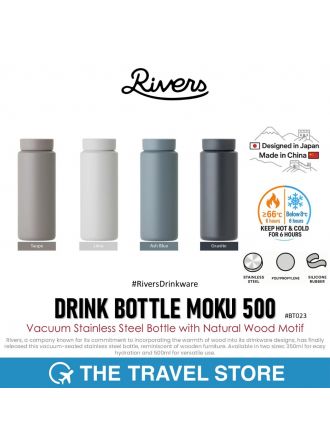 Rivers DRINK BOTTLE MOKU 500  Vacuum Stainless Steel Bottle with Natural Wood Motif  ขวดเก็บอุณหภูมิ