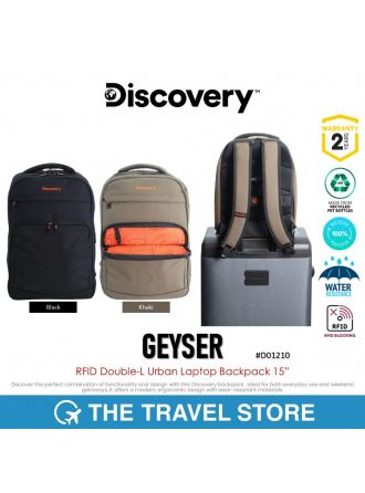 Discovery GEYSER RFID Double-L Urban Laptop Backpack 15” (D01210) กระเป๋าเป้ สะพายหลัง มีประกัน 2 ปี