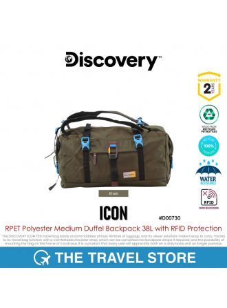 Discovery ICON RPET Medium Duffel Backpack 38L with RFID Protection (D00730.11) Khaki กระเป๋าแบบถือ