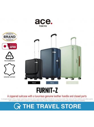 ace. FURNIT-Z Zippered Luggage With A Luxurious Genuine Leather Handle & Closed Parts กระเป๋าเดินทาง