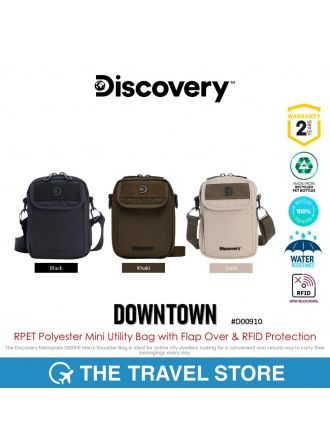 Discovery DOWNTOWN RPET Polyester Mini Utility Bag with Flap Over & RFID Protection (D00910) กระเป๋า