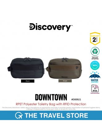 Discovery DOWNTOWN RPET Polyester Toiletry Bag with RFID Protection (D00921) กระเป๋าใส่อุปกรณ์อาบน้ำ