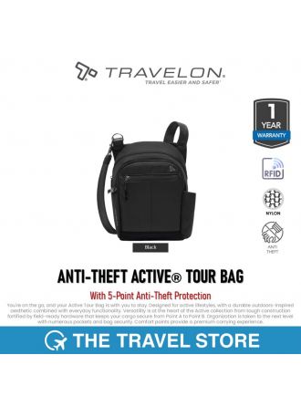 Travelon ANTI-THEFT ACTIVE® TOUR BAG (43124-500) - Black  กระเป๋าสะพายข้าง ผู้หญิง สุภาพสตรี