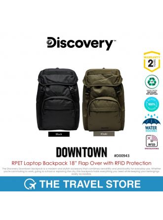 Discovery DOWNTOWN RPET Laptop Backpack 15.6” Flap Over with RFID Protection (D00943) กระเป๋าเป้