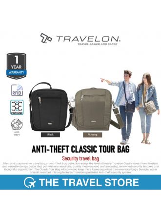 Travelon ANTI-THEFT CLASSIC TOUR BAG (42472-XXX) กระเป๋าสะพายข้าง พาดหัวไหล่ ผู้หญิง สุภาพสตรี
