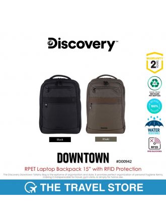 Discovery DOWNTOWN RPET Laptop Backpack 15” with RFID Protection (D000942) กระเป๋าเป้ สะพายหลัง