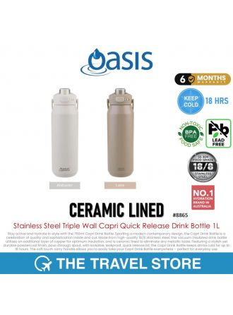 Oasis CERAMIC LINED Stainless Steel Triple Wall Capri Quick Release Drink Bottle 1L OAS/8864/1000/