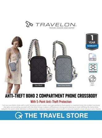 Travelon ANTI-THEFT BOHO 2 COMPARTMENT PHONE CROSSBODY (43621-XXX) กระเป๋าใส่โทรศัพท์มือถือ