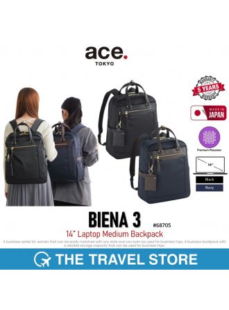 ace. BIENA 3  Laptop Medium Backpack 14" (68705-XX) กระเป๋าเป้ สะพายหลัง รองรับคอมพิวเตอร์ 14 นิ้ว