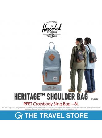 Herschel Supply HERITAGE™ SHOULDER BAG – 8L  กระเป๋าสะพาย สี Ashley Blue Crosshatch/Natural